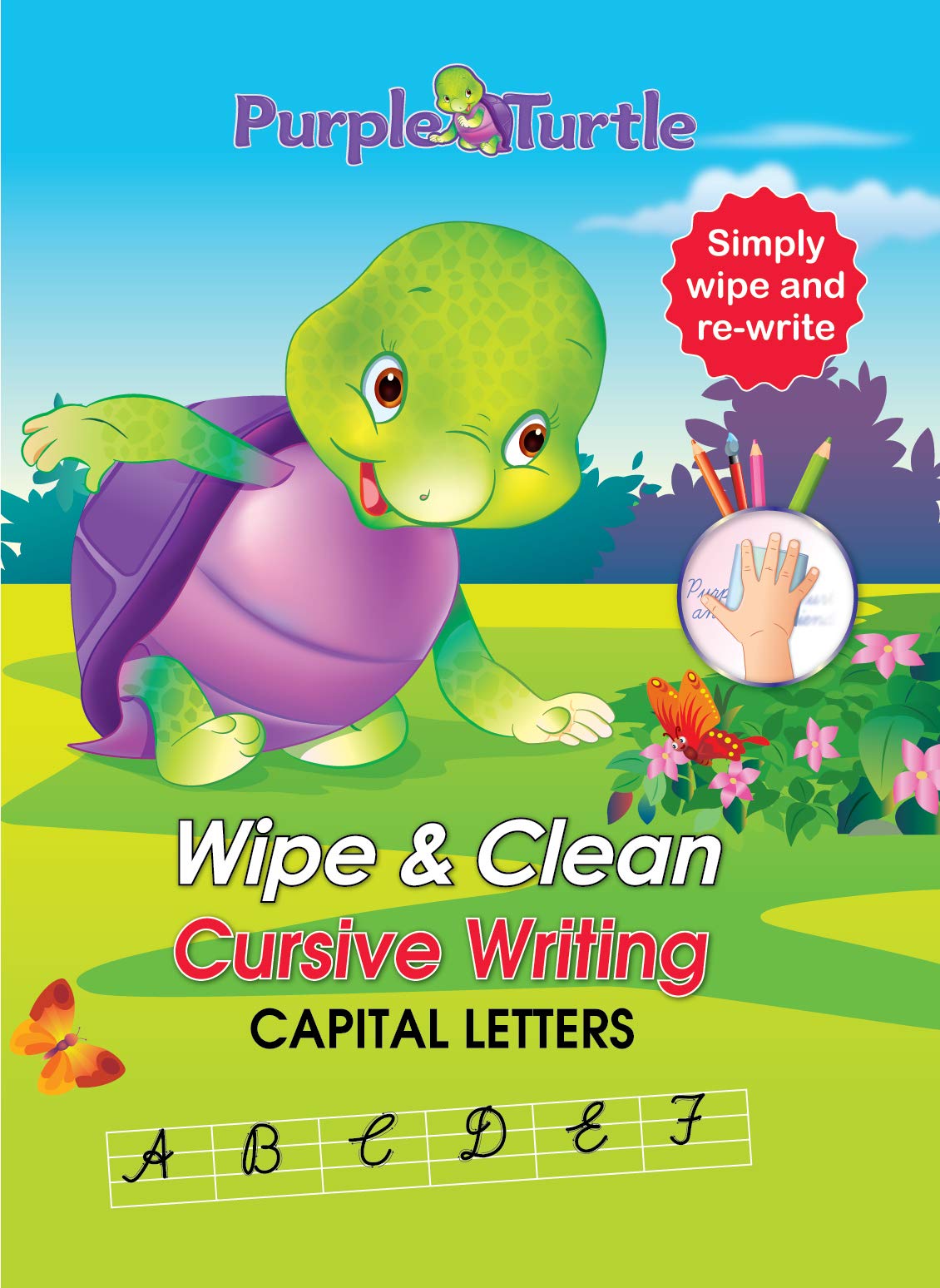 Purple Turtle Wipe & Clean Cursive Writing Capital Letters