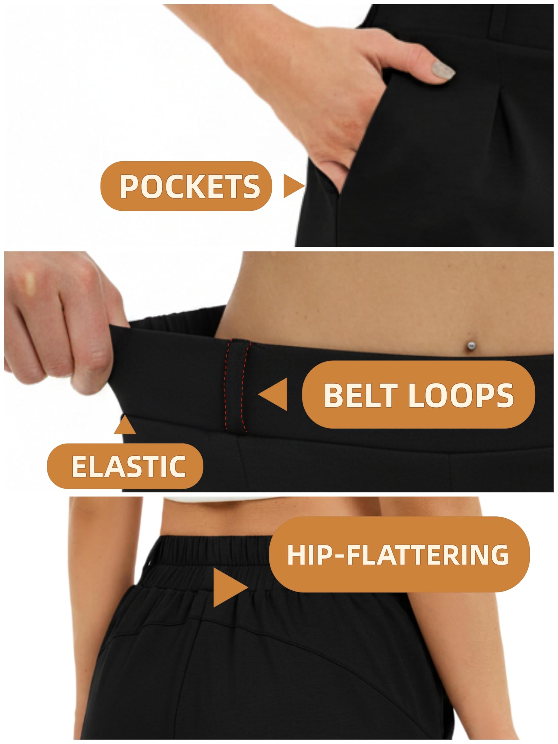 Short Femme Pantalon Court Léger Respirant Élastique Extensible et Poches Pantalon de Loisirs Yoga JoggingDécontractés Pratique Stylé
