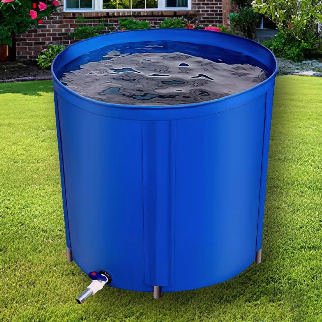 Sistema di raccolta dell'acqua piovana portatile pieghevole per grondaie da giardino con valvola di scarico, ideale per giardinaggio sostenibile e stagni per pesci