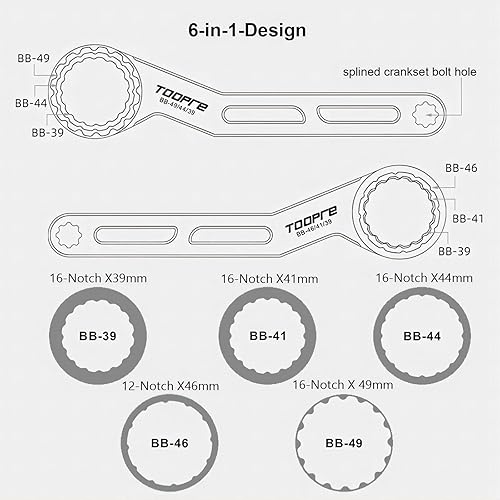 Miniatura 4 de Mimoke Herramienta de soporte inferior de bicicleta 6 en 1 1216 muesca para Hollowtech II - Llave BB multifuncional para BBR60BB80BB51PF30