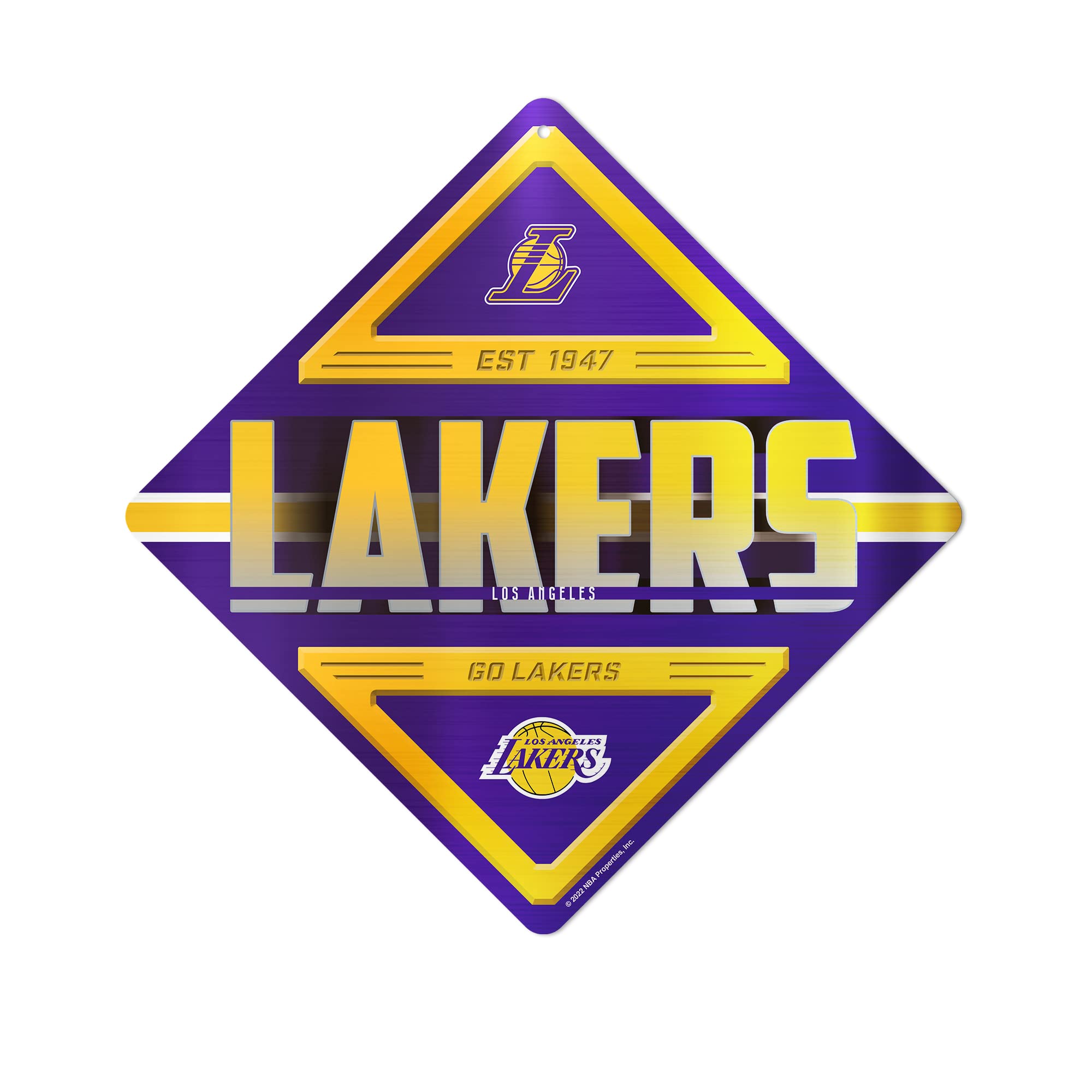 Rico Industries NBA Basketball Los Angeles Lakers Metal Sign 16.5" x 16.5" Home Décor - Bedroom - Office - Man Cave