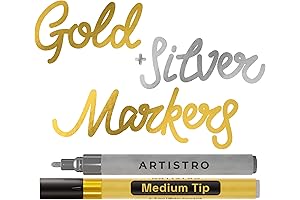 ARTISTRO 2 Gold & Silver Acrylic Paint Pens for Rock Painting, Ceramic,...