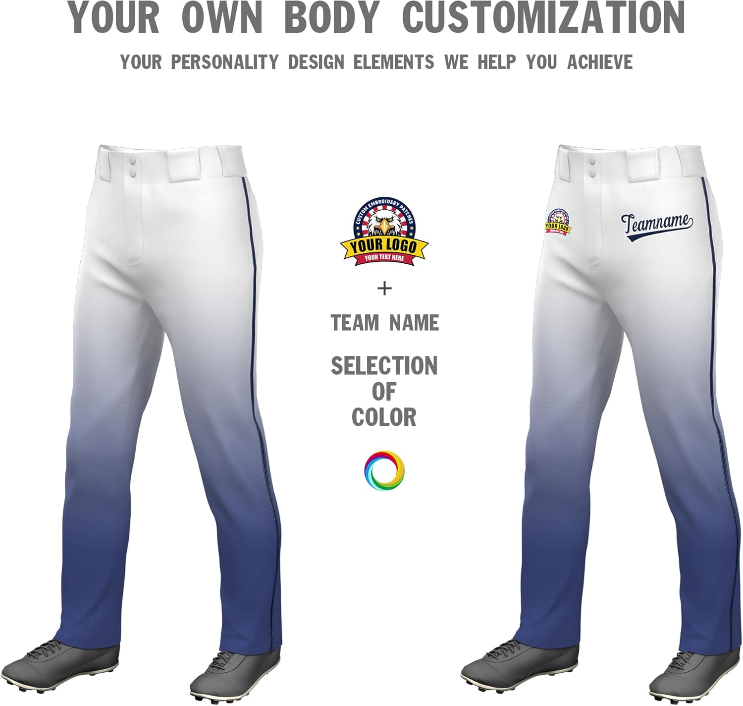 KXK Men’s Gradient Baseball Pant with Side Piping,Personalized Classic Pants,Custom Logo &Name - Image 3
