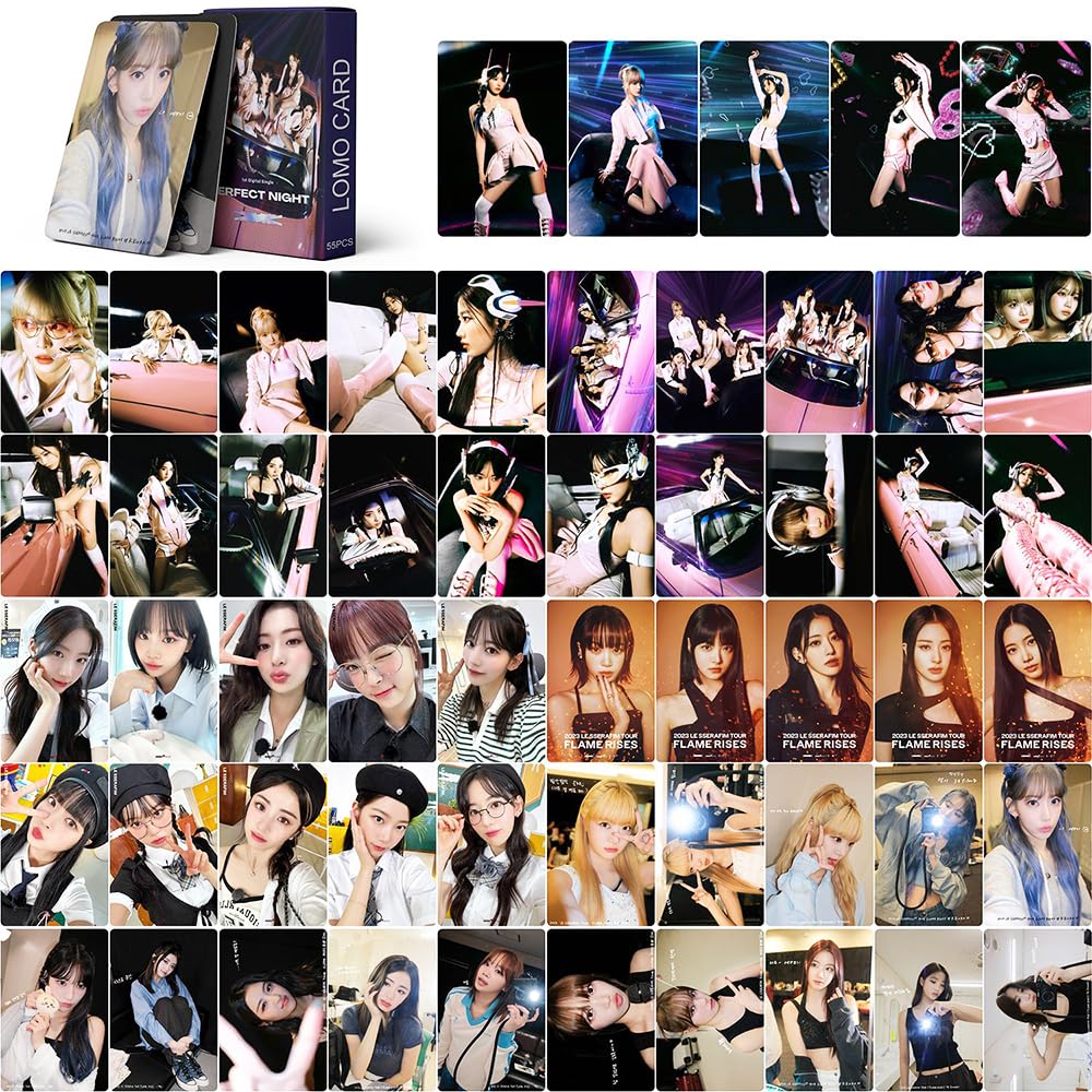 Funwaretech LE SSERAFIM Perfect Night Photocards 55 peças 2023 LE