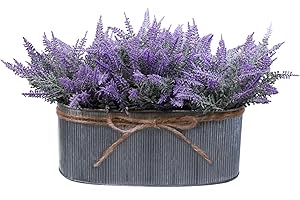 Winlyn Rustic Galvanized Artificial Lavender Decor