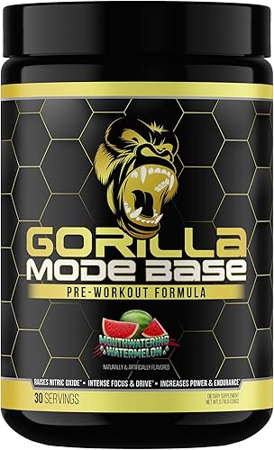 Gorilla Mode Base - Preentrenamiento - Aumenta el óxido nítrico, enfoque y conducción intensos, resistencia, potencia, L-citrulina, L-tirosina,