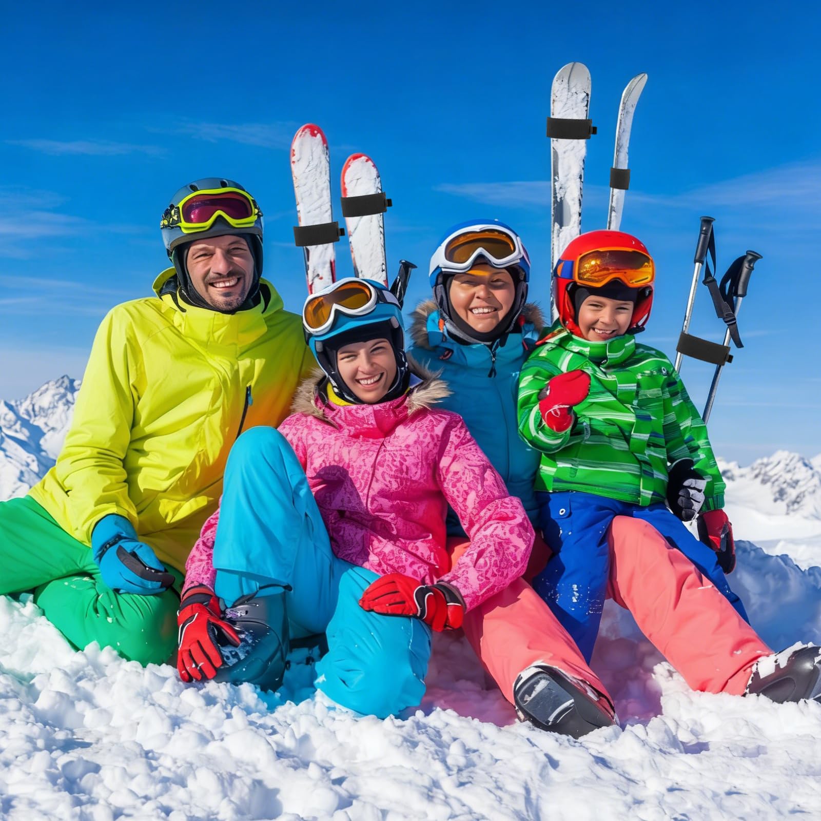 6 Pezzi Cinghie da Sci Regolabile, Cinghie da Sci, Versatile Fasce di Fissaggio per ski, Regolabili Fascette da ski in Eva Fascette da Scis, Accessori per Il Trasporto di Scis e Bastoncini