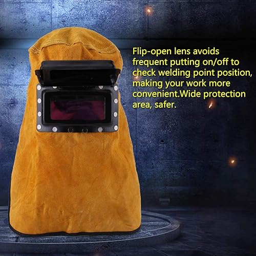 Miniatura 5 de Máscara de casco de soldadura con lente de filtro de oscurecimiento automático, casco de cuero del soldador de la máscara