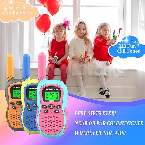 Miniatura 6 de FOREDOM J388C Walkie Talkies para niños, paquete de 2 de largo alcance con linterna, color azul