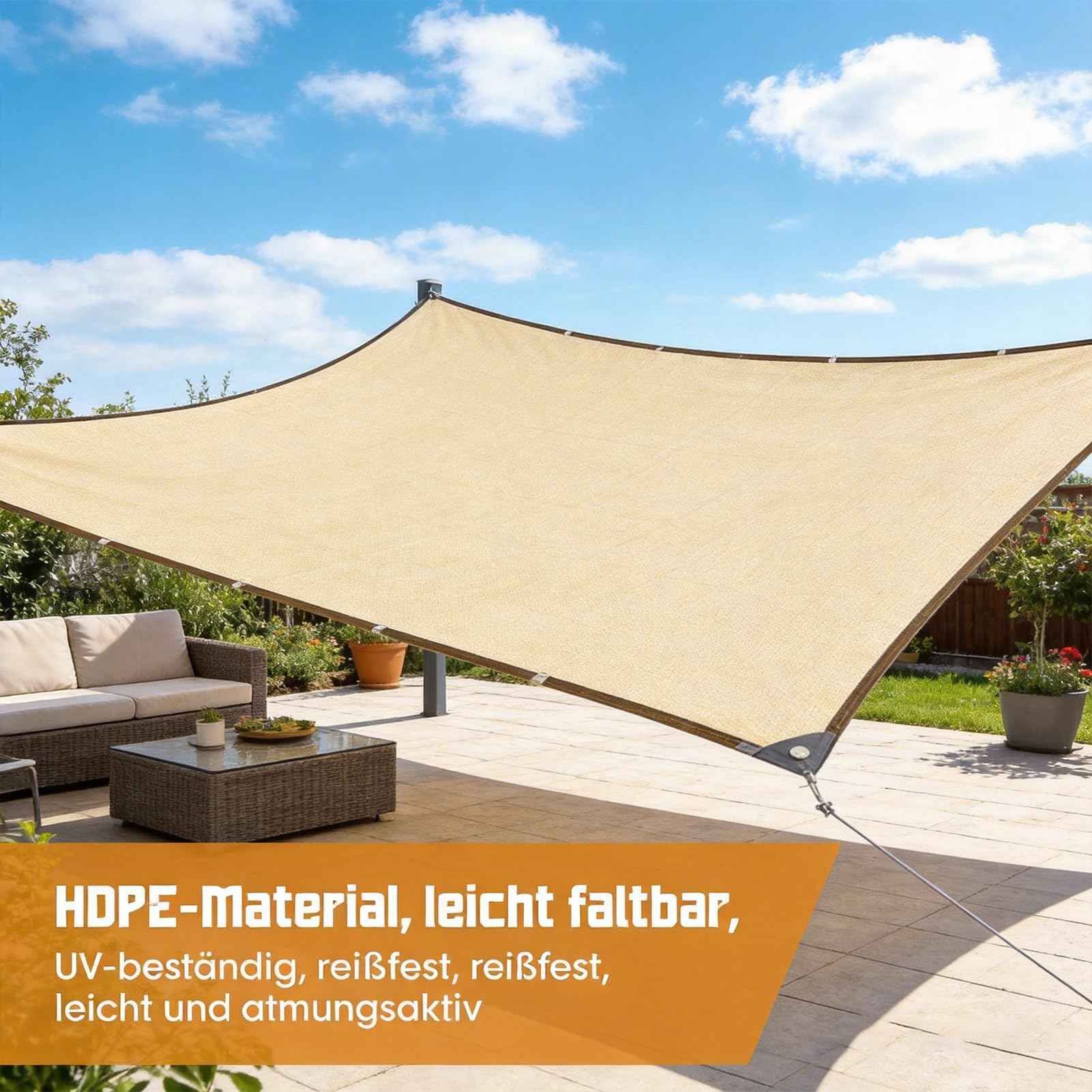 Bâche d’ombrage Beige Anti-UV, Toile de Protection Solaire