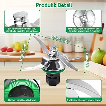 Knife for Vorwerk Thermomix TM5 and Thermomix TM6 replacement blade mixing knife made of stainless steel with sealing ring food processor mixing knife Thermomix TM5 TM6 accessories spare parts