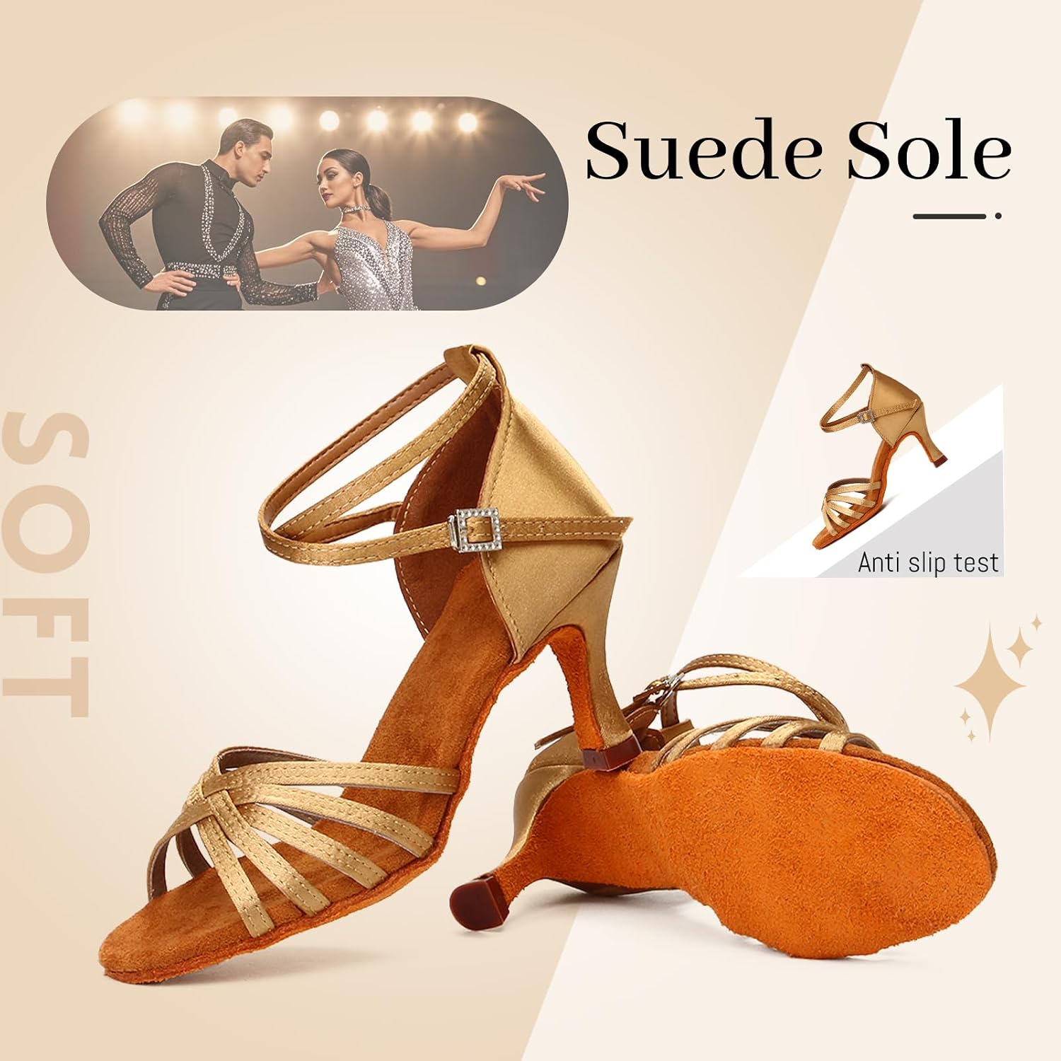 DKZSYIM Women's Satin Latin Dance Shoes Professional Ballroom Salsa Practice Performance Dancing Shoes,Model 213