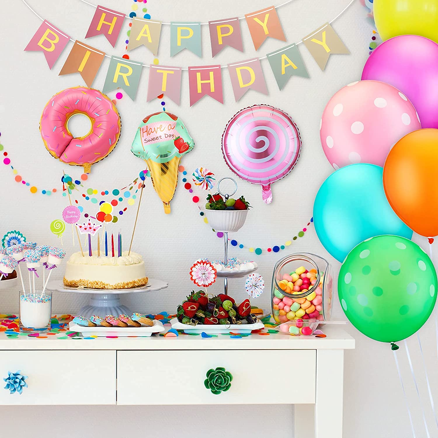 Buy Ice Cream Donut Candy Theme Birthday Party Decorations Lollipop