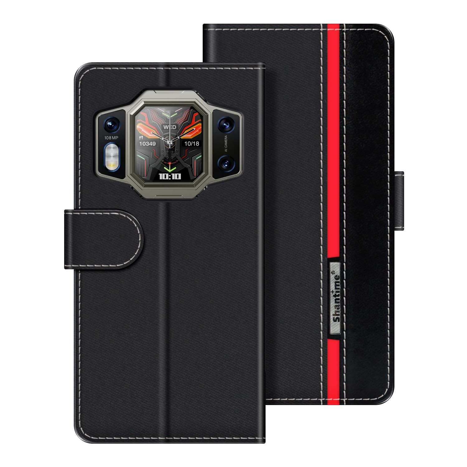 PU Leder Flip Hülle Für Oukitel WP30 Pro | Mit Magnetverschluss & Kartenfach | Schwarz, Zweifarbig