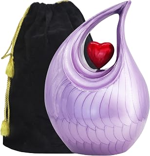 M MEILINXU Purple Urns for Ashes, Burial or Cremation, Red Heart, Full Size