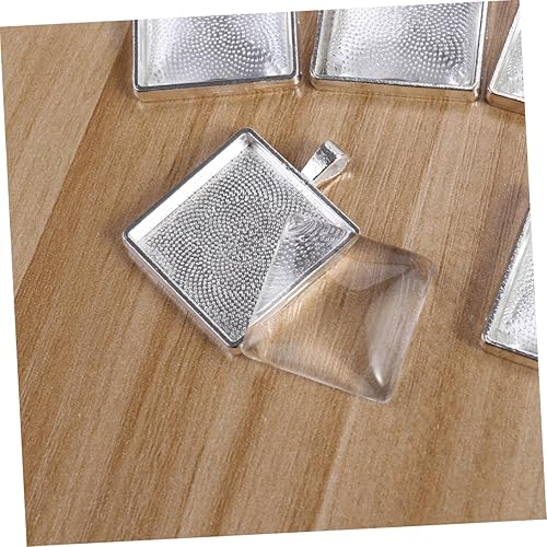 Miniatura 2 de EXCEART 60 juegos de bandejas colgantes colgantes de aleación colgantes colgantes artesanales bisel cuadrado Soporte inferior de vidrio, Cuero