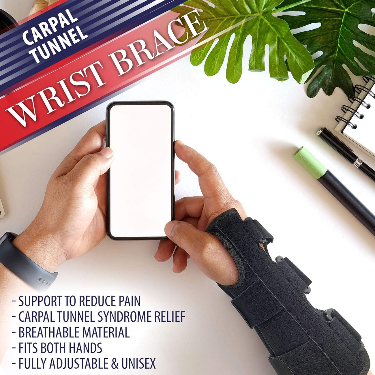 Wrist Brace for Carpal Tunnel Relief – Reversible Hand or Wrist Splint Carpal Tunnel Brace for Left or Right Hand Support Forearm Brace & Wrist Compression for Arthritis Wrist Tendonitis (Large): Health & Personal Care