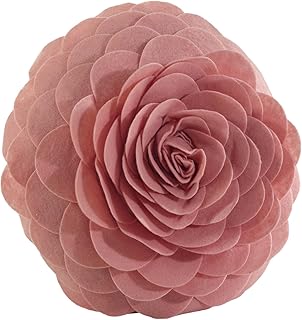 SARO LIFESTYLE Flower Design Poly Filled Throw Pillow, Rose, 13