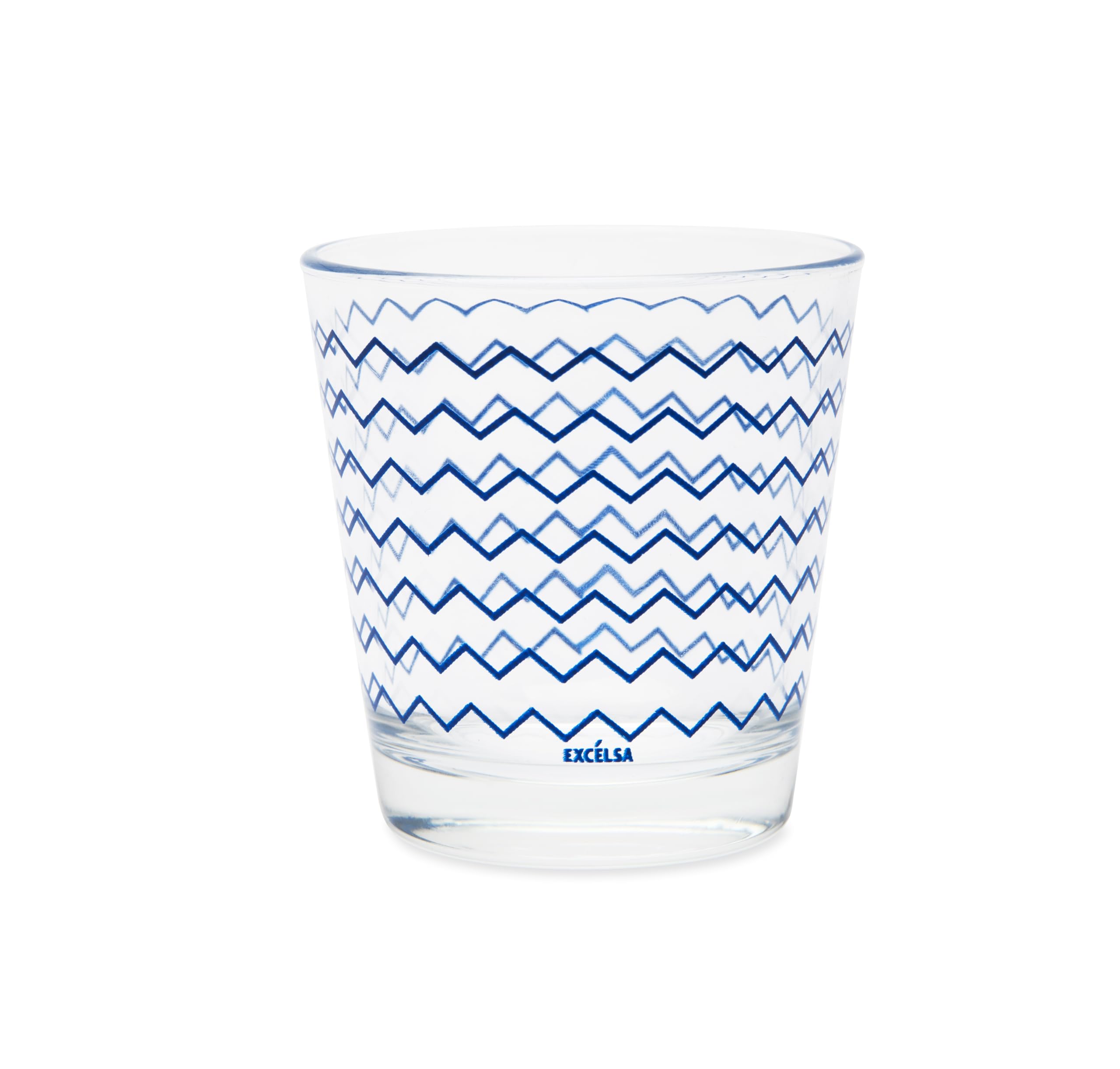Excelsa Enjoy Set of 6 Glass Glasses, Greek Blue Decoration