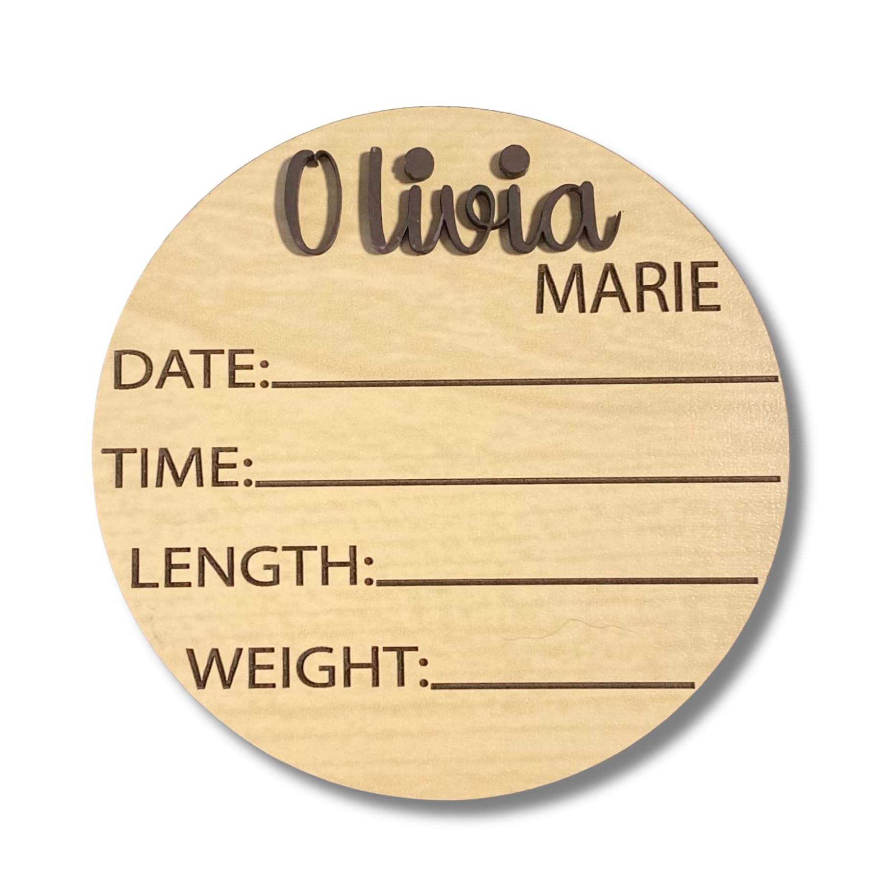 Personalized Newborn Baby Name Announcement, Baby Announcement, New Baby Gift, Custom Baby Photo Prop, Assorted Sizes Colors and Fonts, 3D