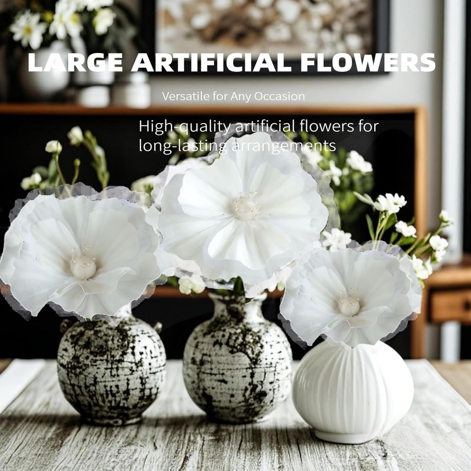 Giant Flowers for Decoration with Stand,Large Flowers for Decoration,Giant Flower(White), Flores Gigantes para Decoracion, Big Petal Flowers