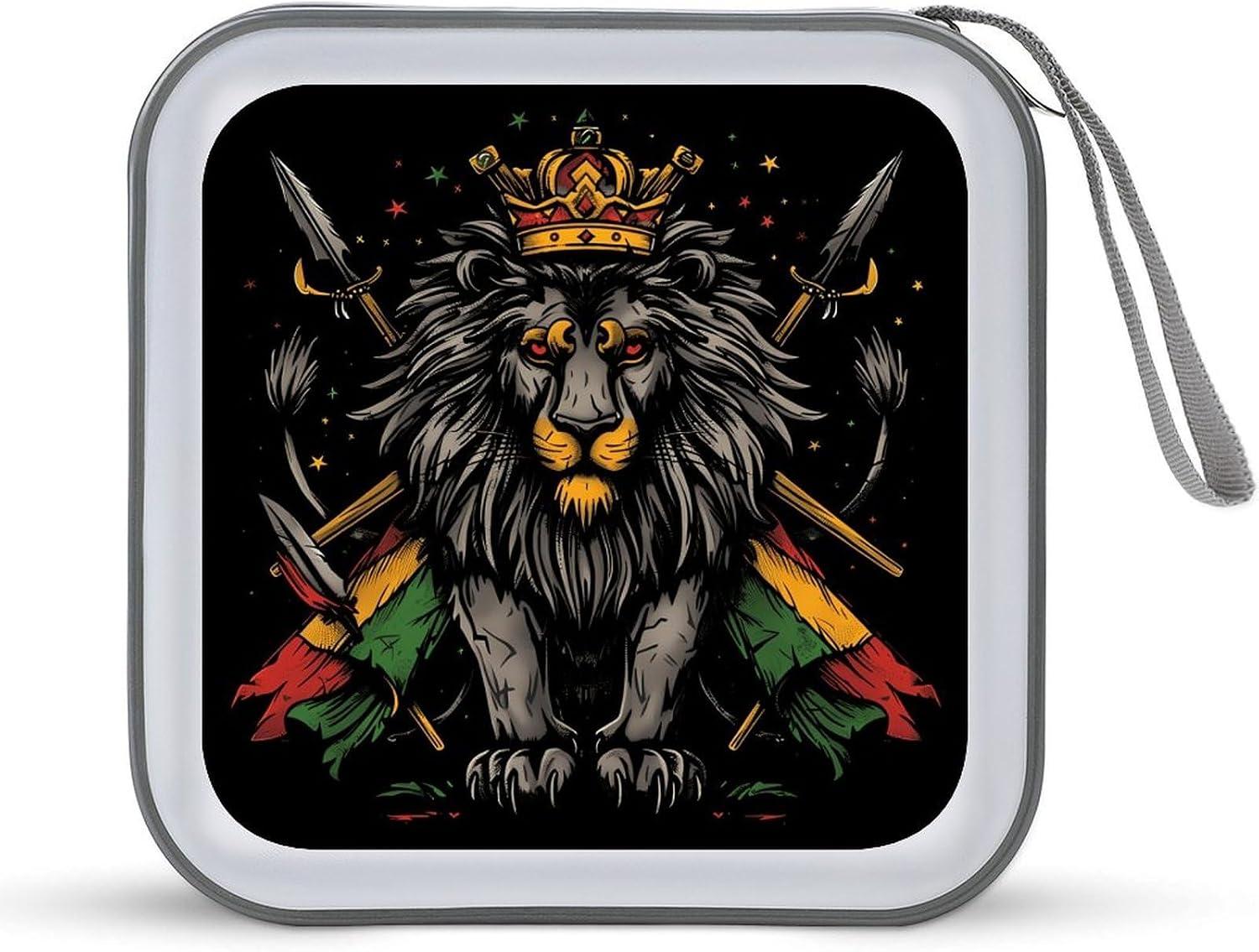 Lion Flag Reggae Rastafarian Rasta CD Cases DVD Holder Storage Box Plastic Protection Case for Car Home Office Travel