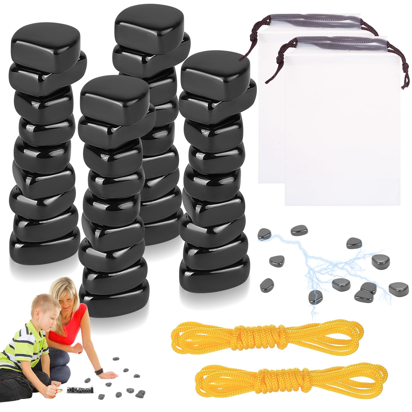 Aoyfuwell Magnetisches Schachspiel, 40 Stück Magnet Spiel, Tisch Magnetspiele mit Magnetische Steine, Tragbares Magnetisches Schachbrett Magnetic Spiele für Familientreffen Partyzubehör