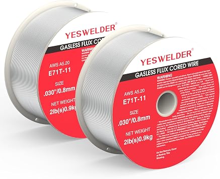 YESWELDER E71T-11 Flux Core Gasless MIG Wire, .030-Inch 2-Pound 2-Packs, Strong ABS Plastic Spool Mild Steel Welding Wire