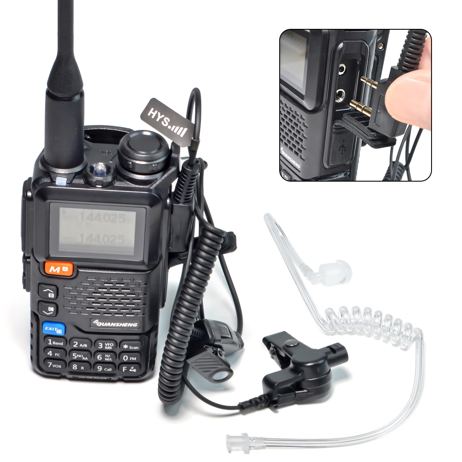 Auricolari Radio Sound Tube 2 Pin PTT con Microfono con Clip di Tenuta