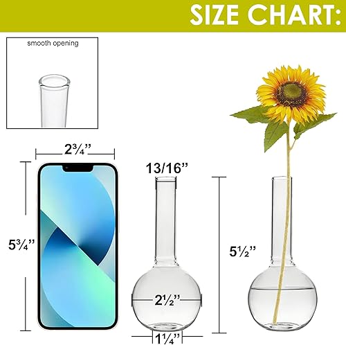 Miniatura 2 de CYS EXCEL Juego de 6 jarrones de cristal pequeños, pequeños jarrones de flores transparentes para centros de mesa de boda, decoración de mesa,