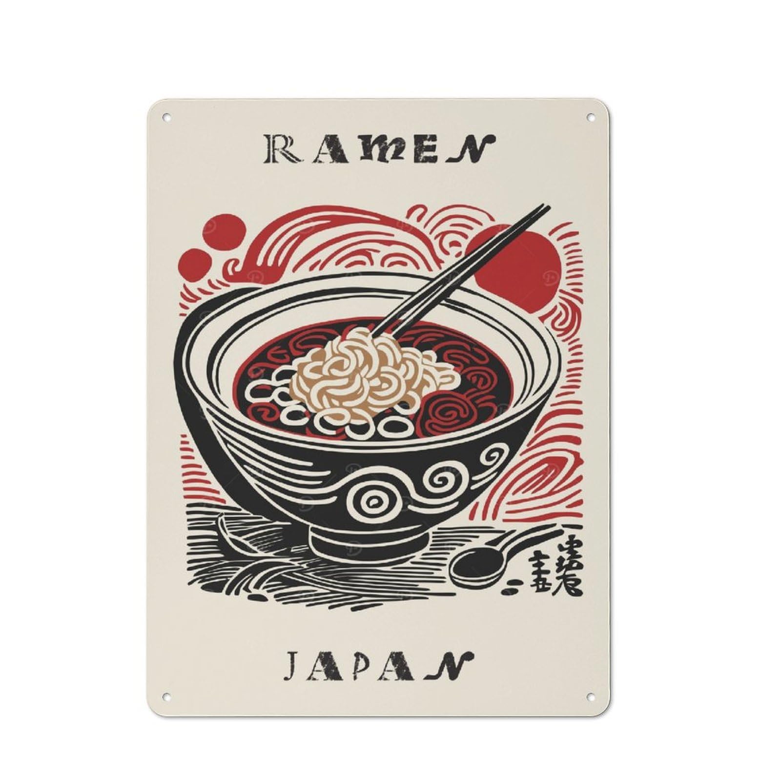 Junmoney Style-18 Metal Sign 40X30cm With Ramen Japan Soup For Hallway Wall, Retro Decor, Gift For Hallway Decor Lovers During The Christmas Season