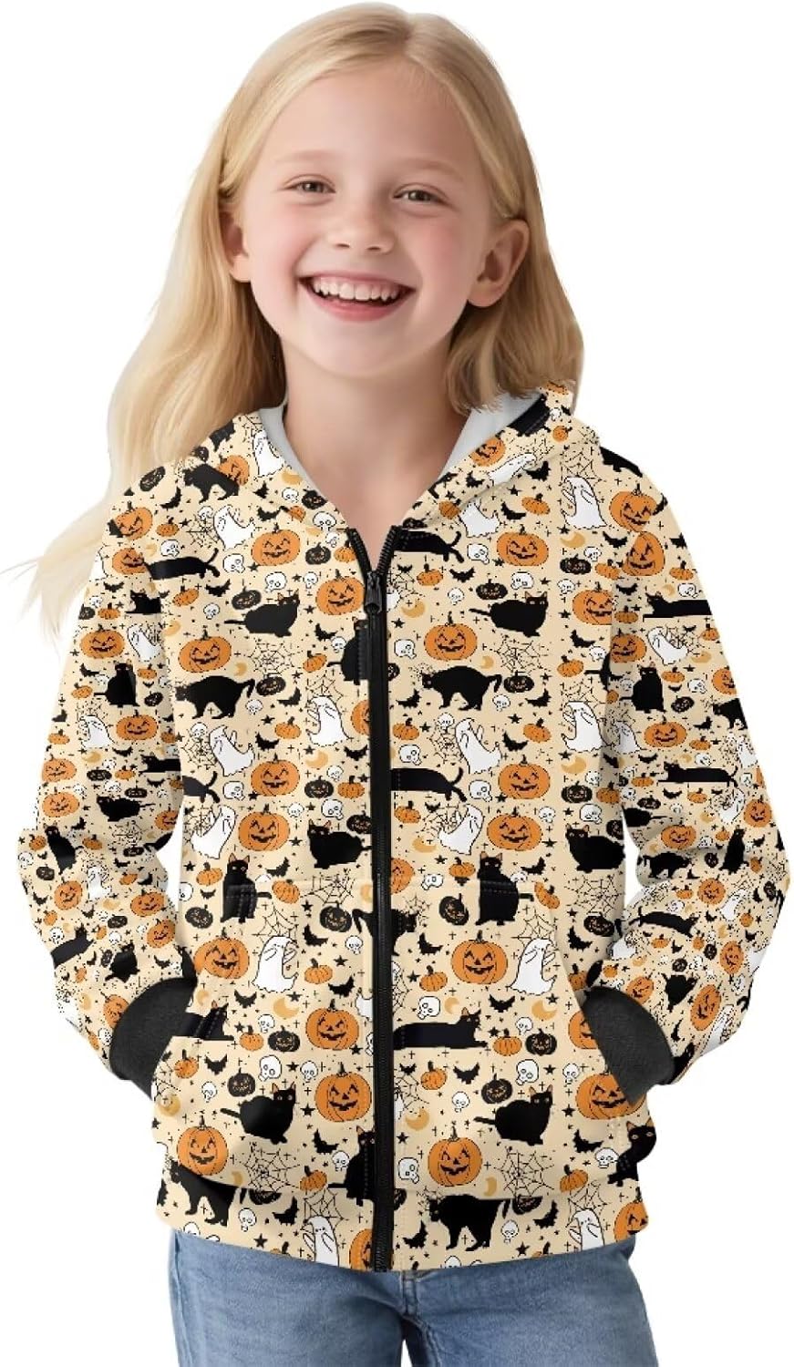 Belidome Kids Zip up Hoodies for Girls Age 6-16 Full Zip Fleece Jacket with Hood Sweatshirts Winter Outfits with Pockets