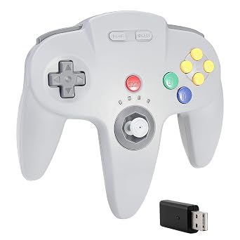 Wireless 2.4 GHz USB N64 Controller Made for Switch 1 & 2 Console Gray | Built-in Vibration Rechargeable 3D Analog Stick Plug & Play, Compatible with Switch Online, Windows PC, macOS