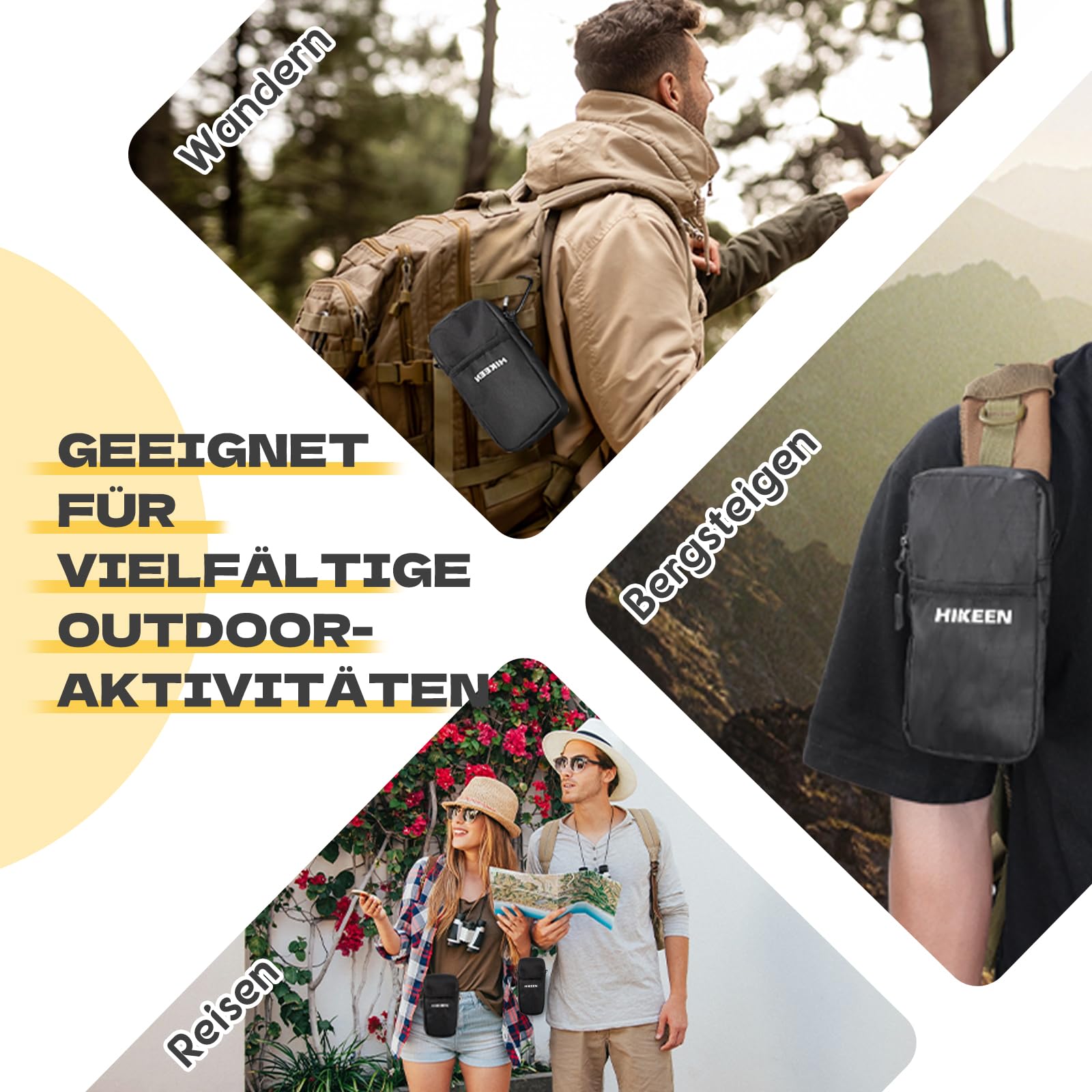 Hikeen X-Pac Multifunktions-Handytasche mit Karabiner: wasserdichte Molle Tasche für Männer & Frauen, EDC Pouch für Outdoor, Camping, Jagd & Training- als Geschenk