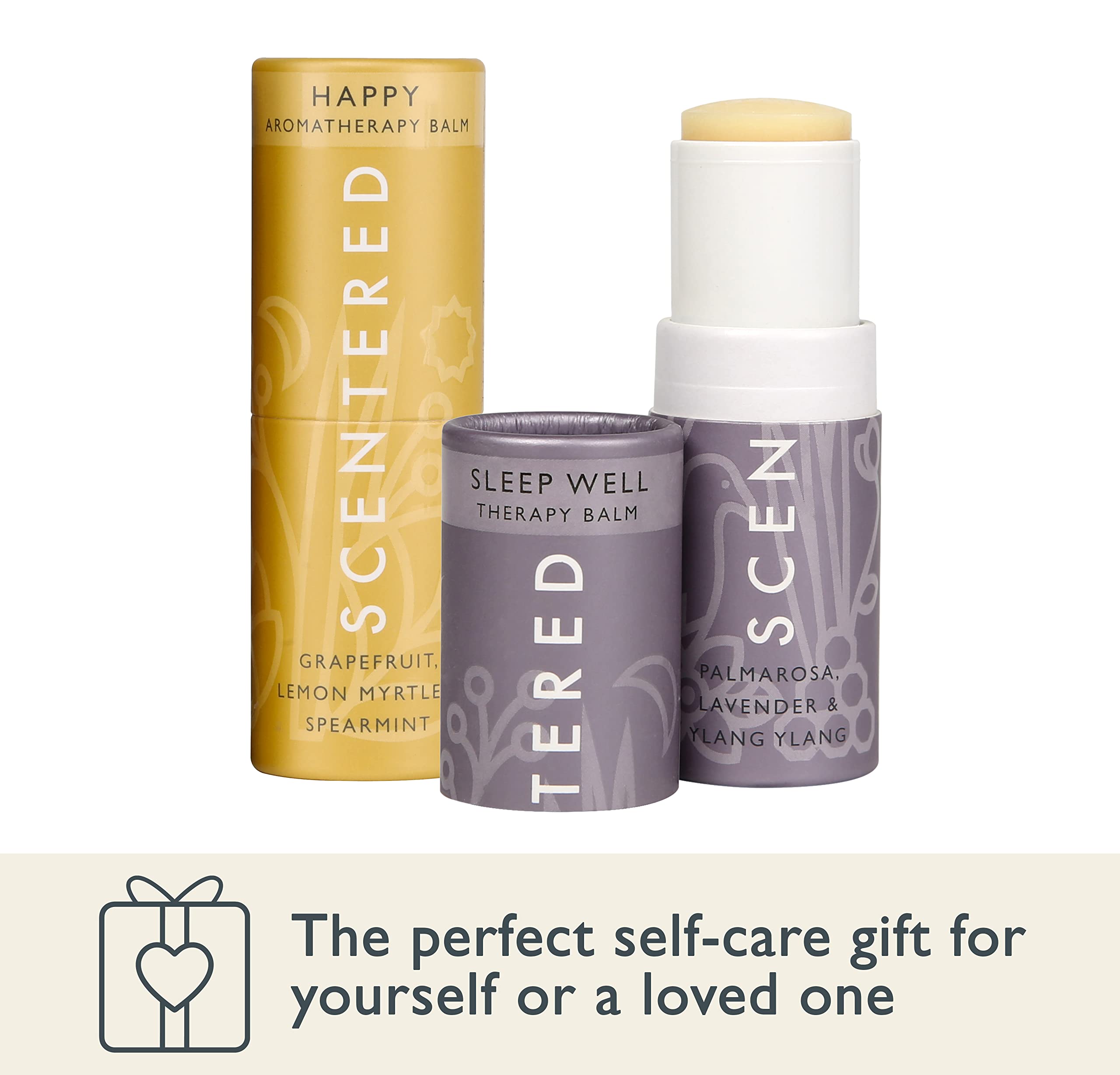 Esenciales esenciales de recuperación esculpados, para dormir bien y ser feliz, juego de regalo de bálsamo de aromaterapia, ayuda a dormir y descansar para sentimientos de positividad y gratitud'