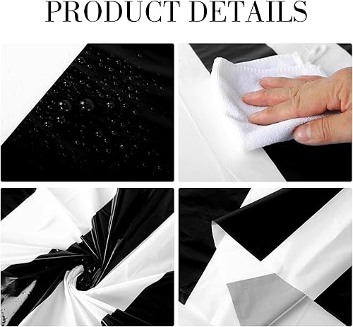 Miniatura 4 de Tatuo 3 manteles redondos de circo en blanco y negro de 84 pulgadas, manteles de circo de carnaval, a rayas, desechables, de plástico, para fiestas