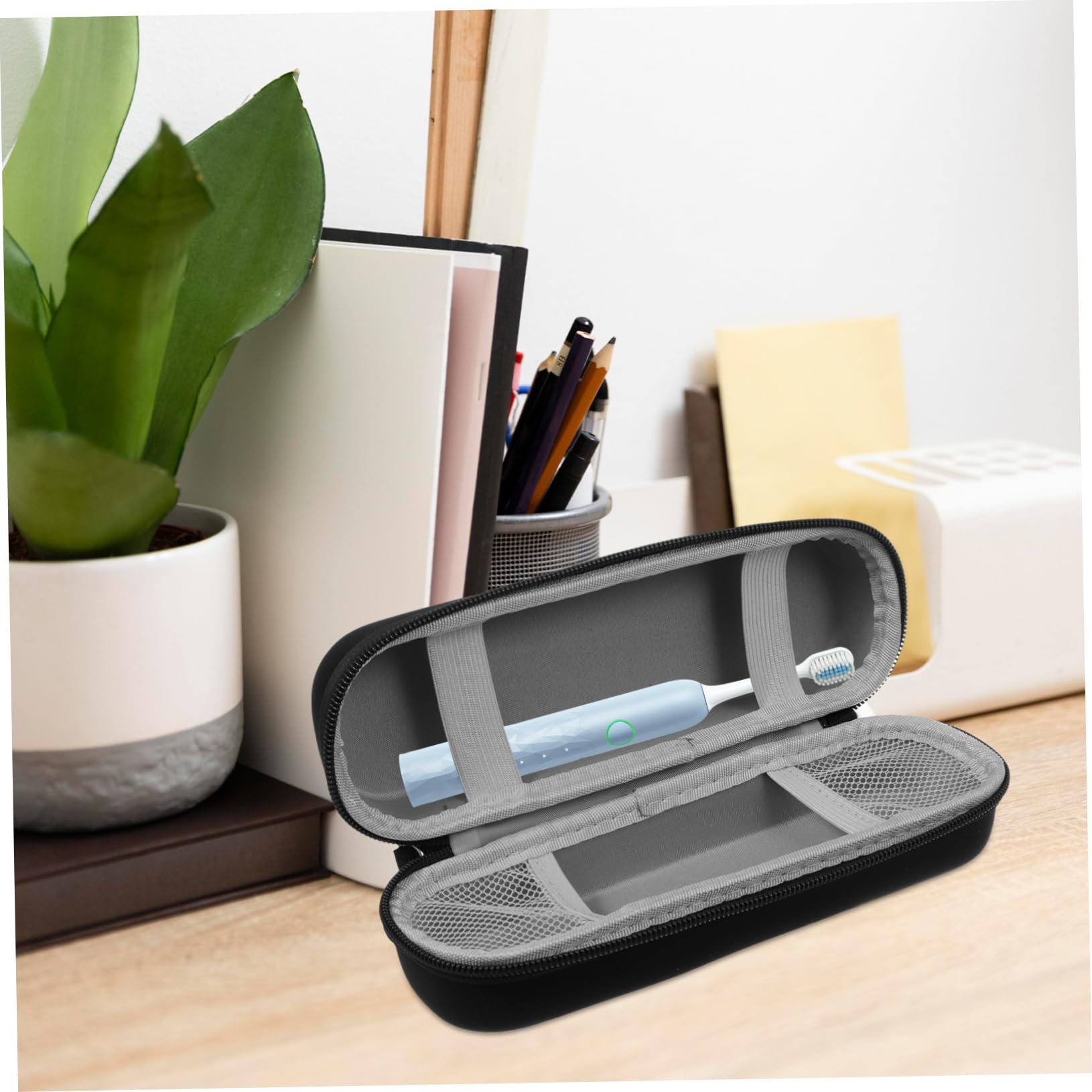 5 Piezas Portavoz De Poseedor Porta Cepillos De De Pared Soporte Magnético Estuche De Viaje para Cepillo De Caja De Cepillo Portátil Negro Tela Tejida