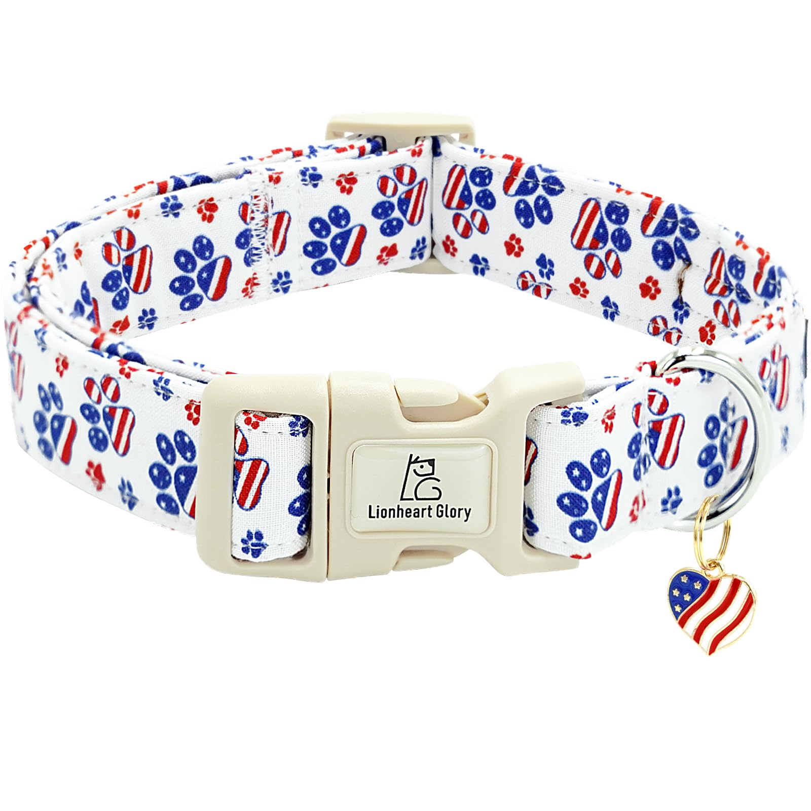 Lionheart glory American Flag Dog Collar-4 of July Patriotic Independence Day Dog Collar Heavy Duty Adjustable Dog Collars for Large Dogs Pet Gift