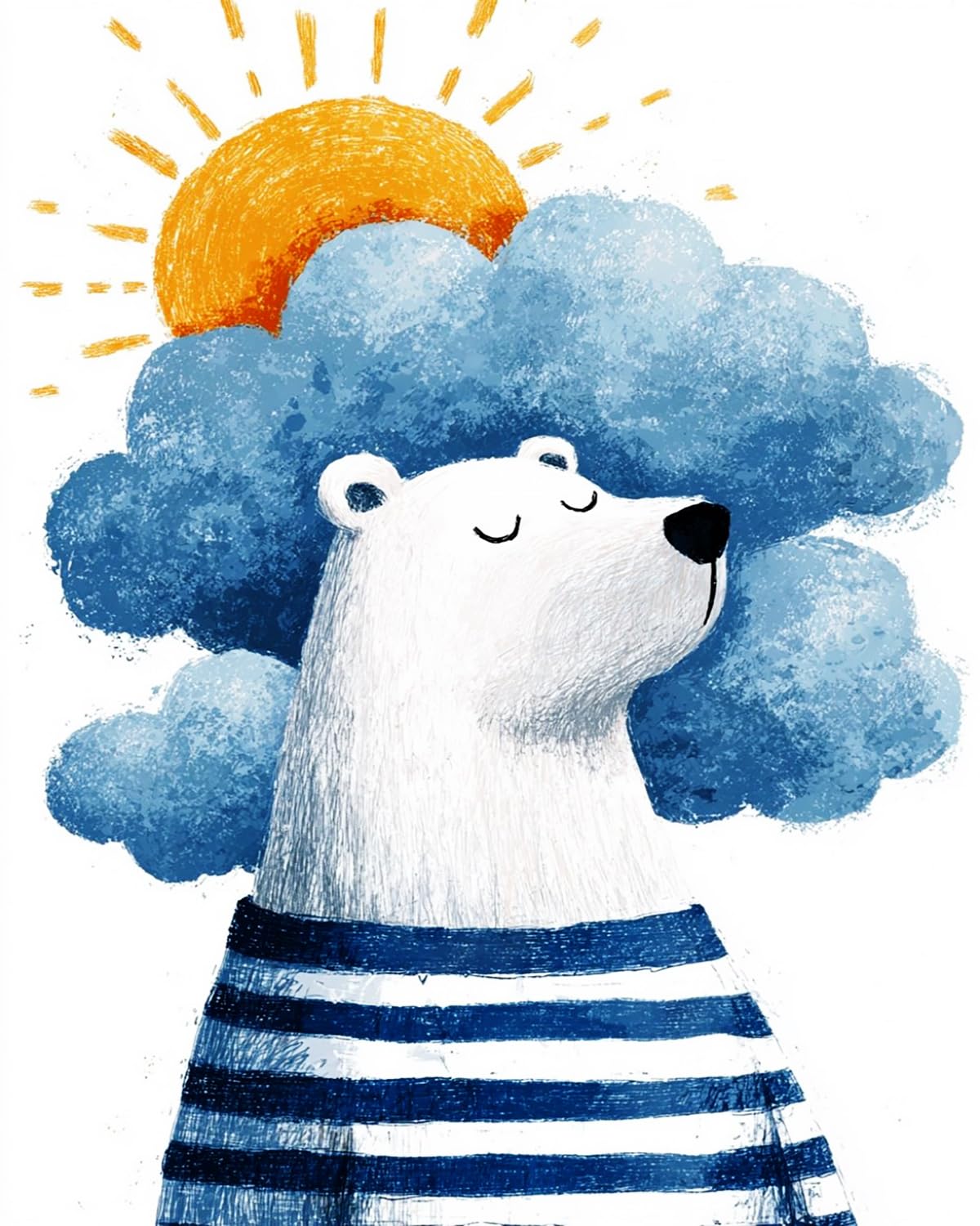 Liubaishi Multicolour Paint By Numbers For Adults, Polar Bear With Clouds, 40X50 Cm Acrylic Canvas Kit