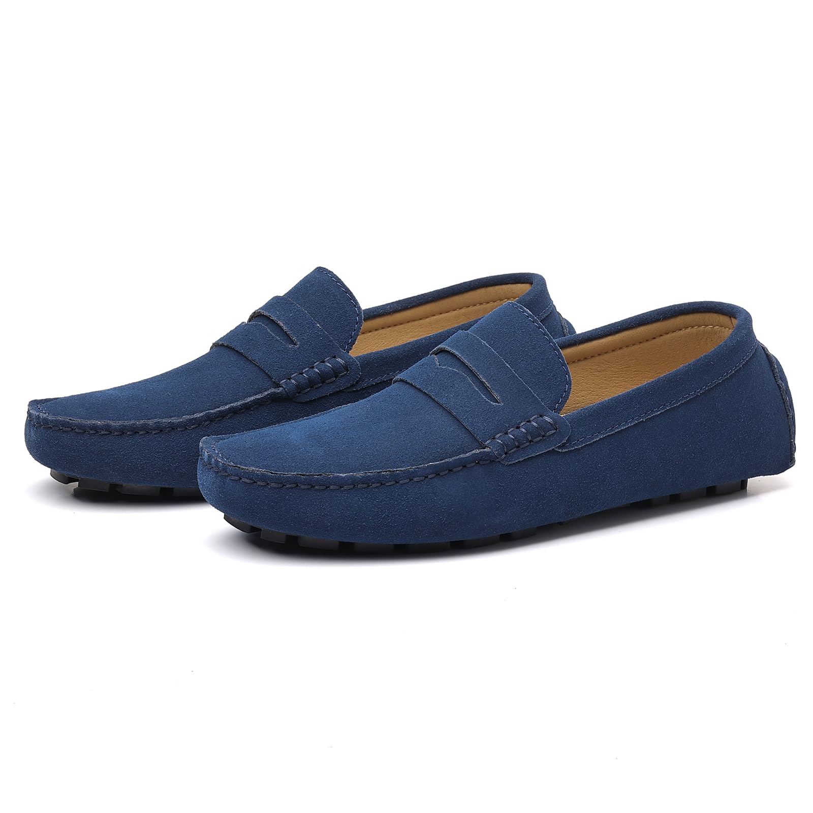 DCZTELG Men's Suede Penny Loafers - Slip-On Comfort Casual Shoes for Business & Driving