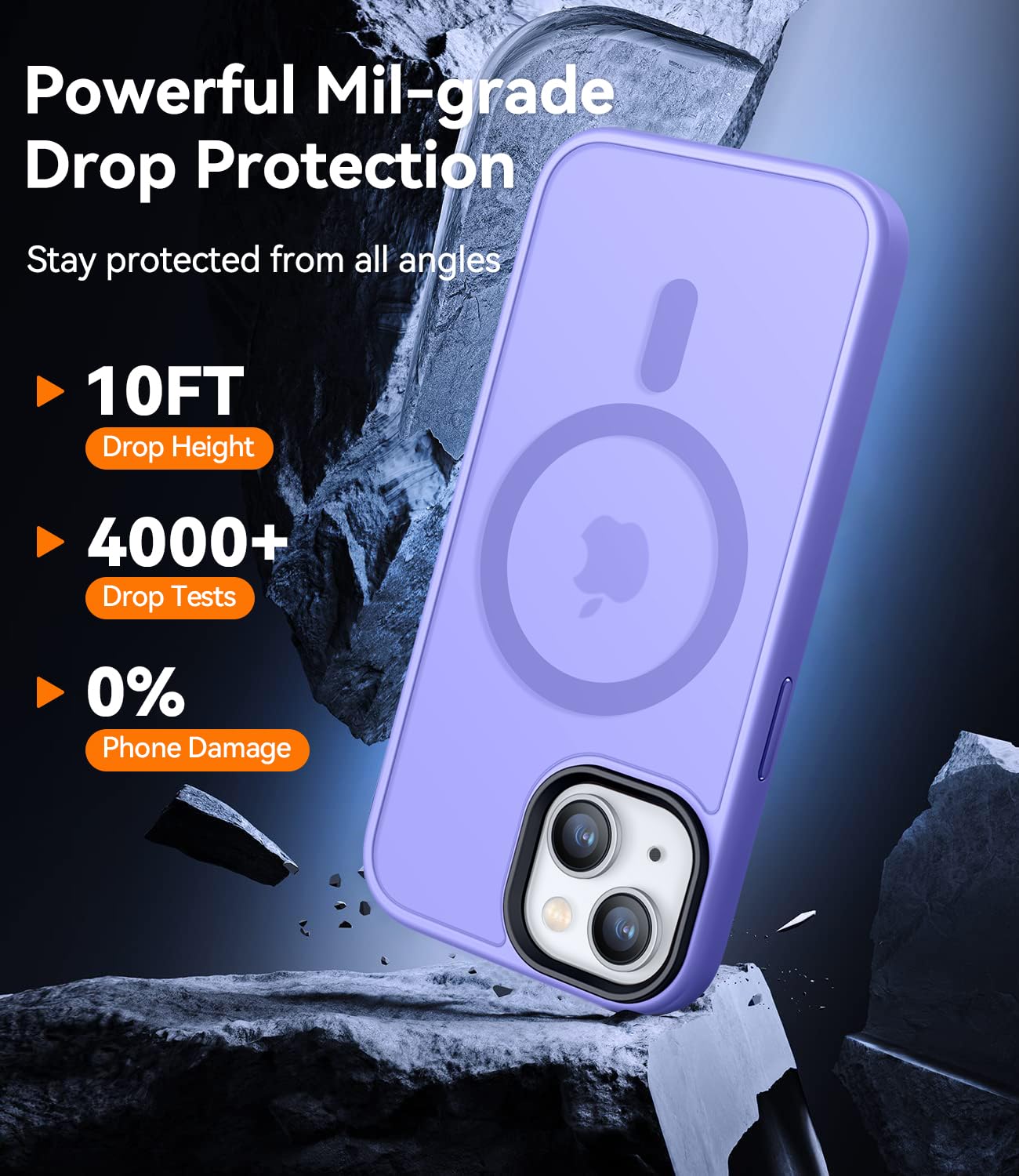 CANSHN Cover Magnetica Opaca per iPhone 13/14, [Compatibile con MagSafe] Custodia Traslucida Opaca Protettiva Sottile Antiurto 6,1 Pollici - Viola Chiaro