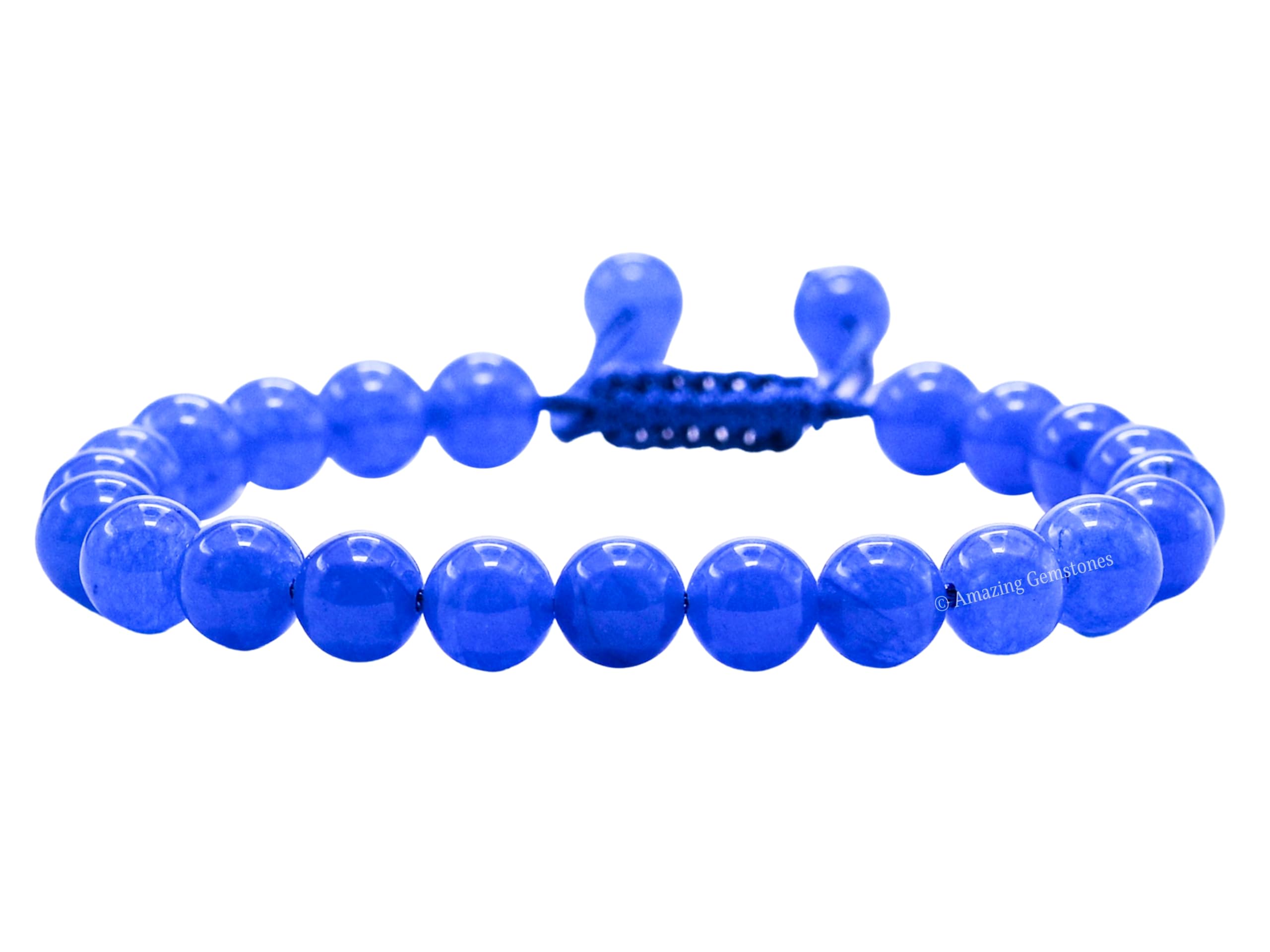 Amazing GemstoneBlue Friendship Bracelet for Women Men - Natural Gemstone Crystal Blue Beaded Bracelet Adjustable for Women Men