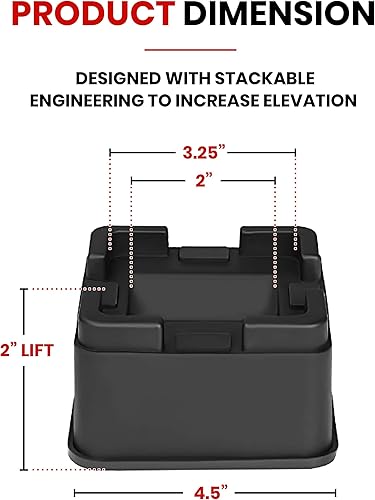 Miniatura 2 de iPrimio Elevadores de cama apilables, se adaptan a ruedas giratorias, redondos, elevadores de 3 pulgadas, paquete de 6 resistentes, hasta 5000