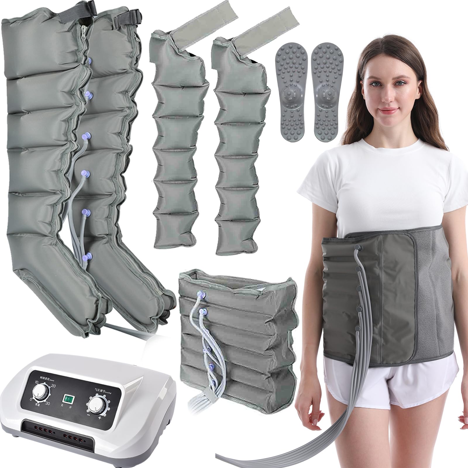 Pressoterapia, massaggiatore a compressione ad aria per gambe e piedi, massaggiatore linfatico 6 | Sistema di recupero degli stivali a compressione a 8 cavità, macchina a pressione completa per