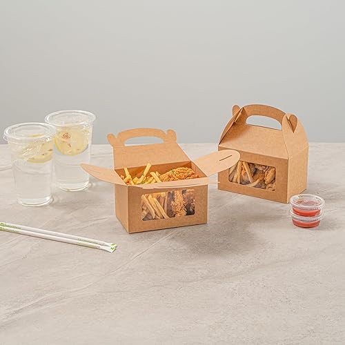 Miniatura 12 de Restaurantware Bio Tek - Cajas a dos aguas de 6 x 3.5 x 3.5 pulgadas para recuerdos de fiesta, 100 cajas de granero duraderas  Ventana de PET