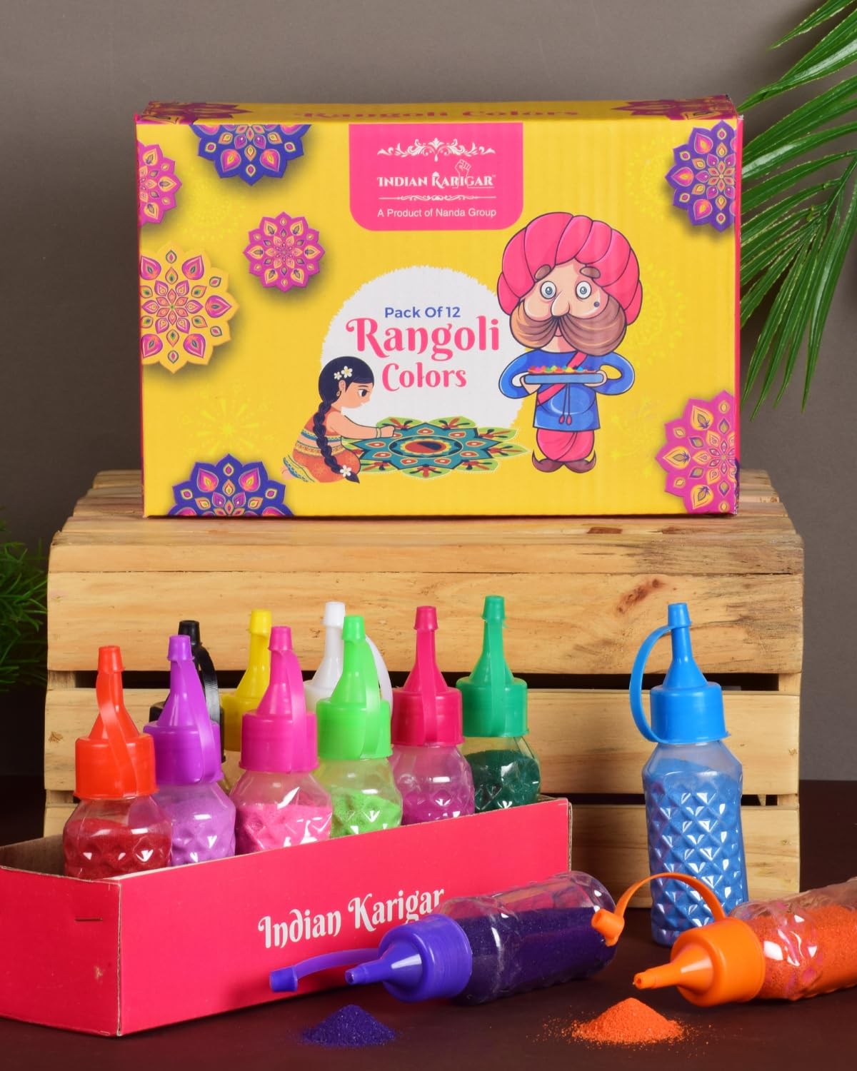 Indian Karigar 12 Rangoli Colours for Floor Diwali Decoration Items for Home Decor 80gm x 12 Colors 960gm Rangoli Powder Rangoli Tools Rangoli Kit Rangoli Maker for Diwali Rangoli Decoration for Home