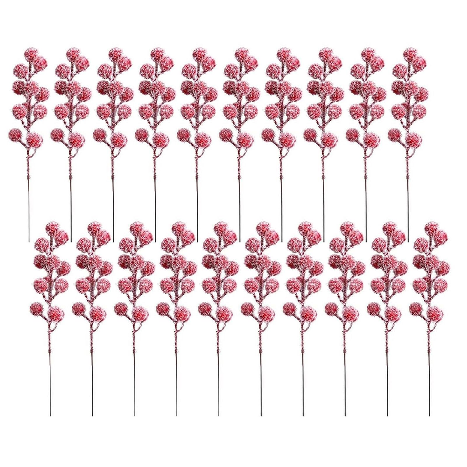 Tsophreniq 20Pcs Realistic Foam Berries Branches Bendable Iron for Christmas Tree Wreath Table Display Wedding Centerpieces Red Berries Branches