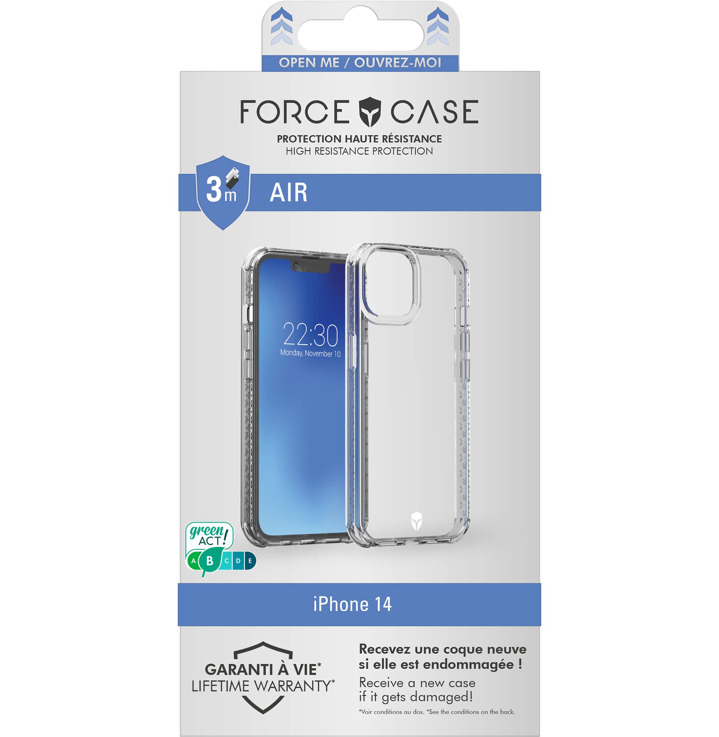 Force Case iPhone 14 AIR Reinforced Case Transparent - 50% Recycled plastic