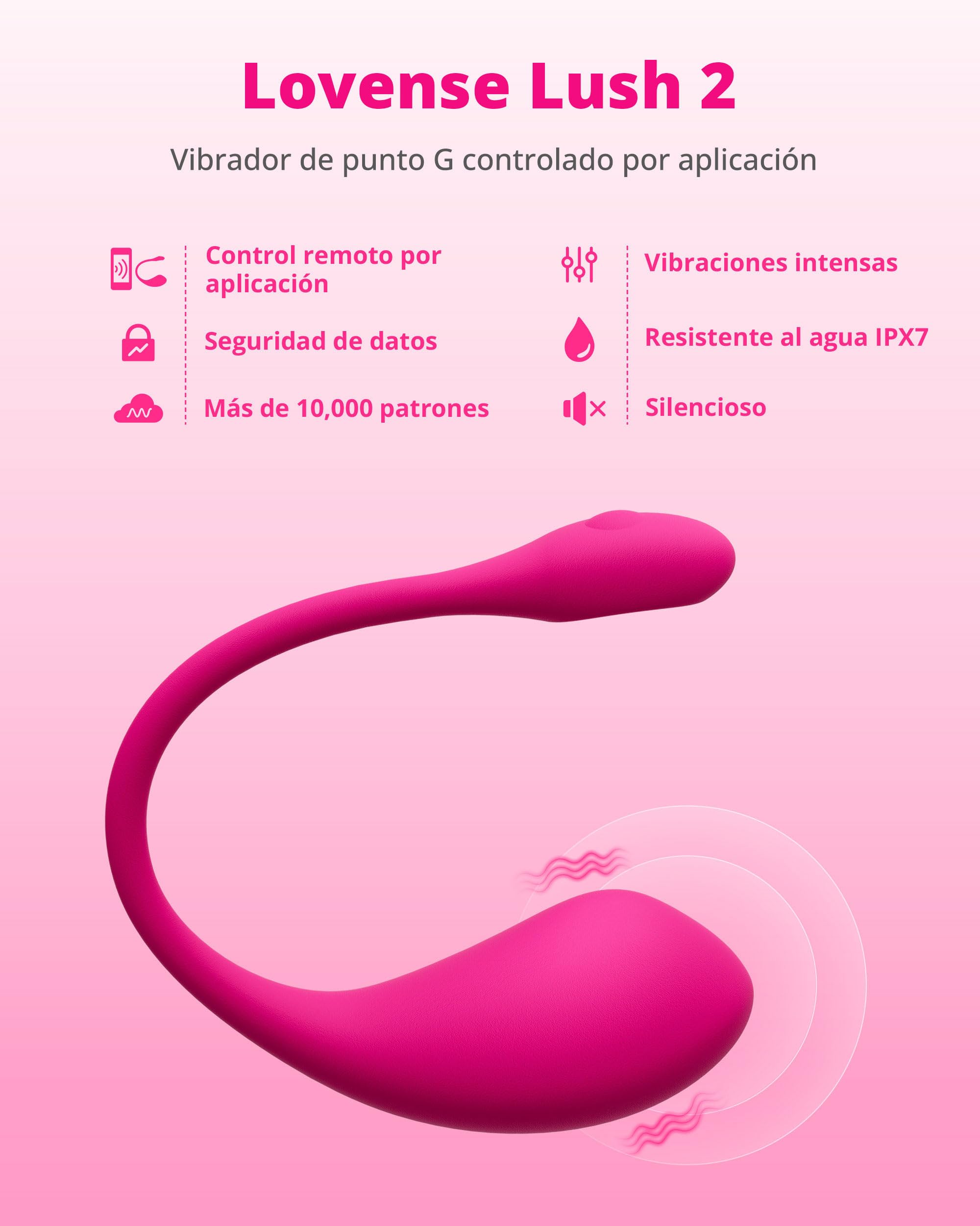 LOVENSE Lush 2 Oeuf Vibrant Connecté pour Femme, Vibromasseur Bluetooth avec Contrôle à Distance via Application, Stimulateur Point G Puissant, Jouet Connecté pour Couple