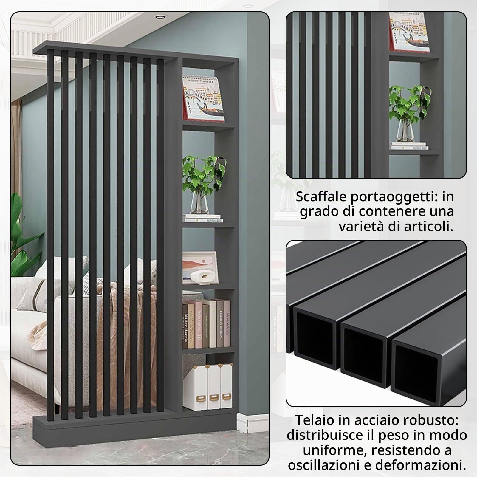Freending kolumna działowa z półką Sto do sypialni, salonu, przedpokoju - 140 cm / 55.1in
